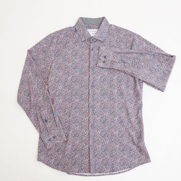 Mizzen Main Mens Leeward Shirt Button Up Long Sleeve Red Floral Polyester Large - Picture 2 of 9